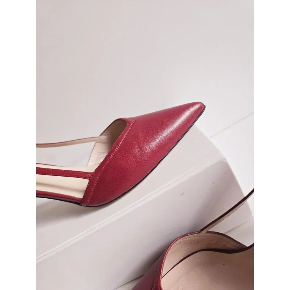 SJP Sarah Jessica Parker Pointed Toe D'Orsay Red Pump Heels Ahoes 9.5 Italy 39.5